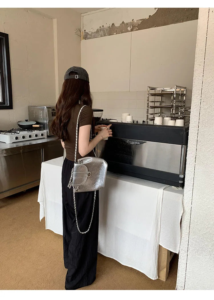 Women's Basic Solid Crop Top Short Sleeve Crewneck Skinny T-shirt Summer Casual Y2K Vintage Harajuku Streetwear