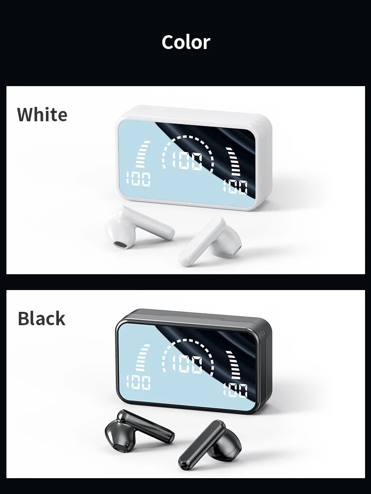 Immerse yourself in crystal-clear sound with TWS wireless earbuds. Smart noise cancelling, LED design, and a powerful charging case.