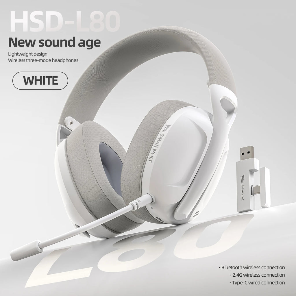 SmailWolf L80 Wireless Bluetooth Headset – Lightweight 3-Mode Gaming & Sports Bass Headphones