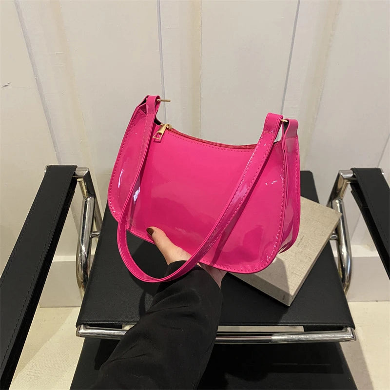 Bolso de Hombro de Cuero PU de Color Sólido Retro para Mujer