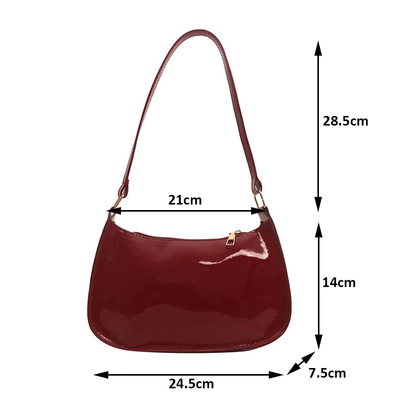 Bolso de Hombro de Cuero PU de Color Sólido Retro para Mujer