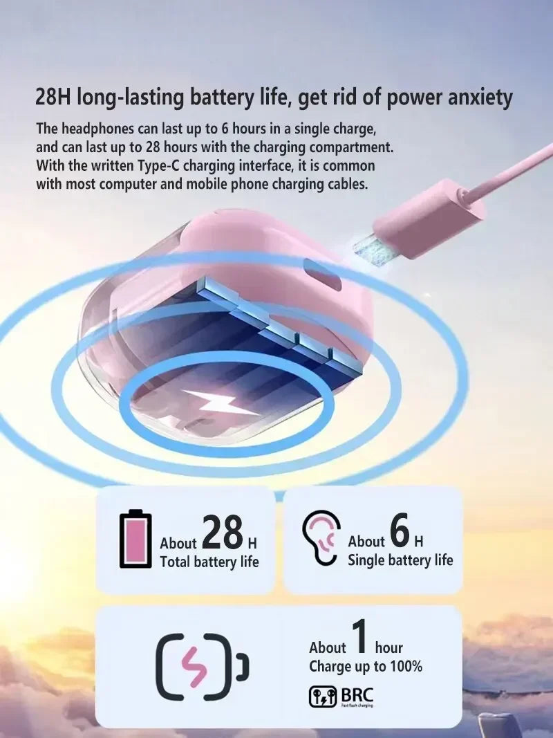 Original T2 Transparent Wireless Bluetooth Earbuds – HiFi Stereo Sound with LED Power Display, Compatible with Xiaomi