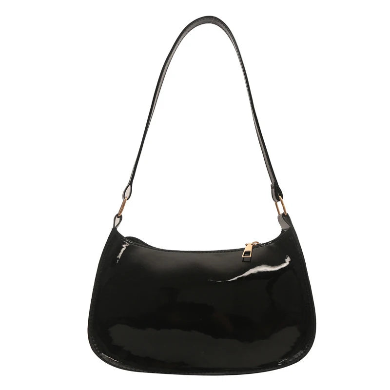 Bolso de Hombro de Cuero PU de Color Sólido Retro para Mujer