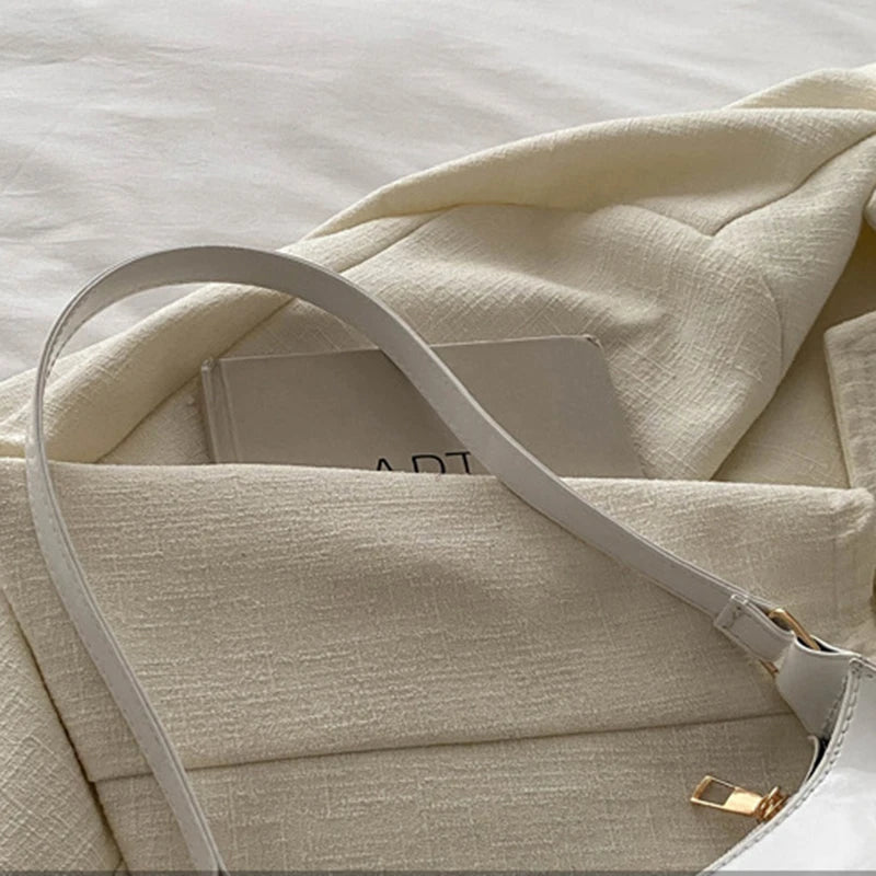 Bolso de Hombro de Cuero PU de Color Sólido Retro para Mujer