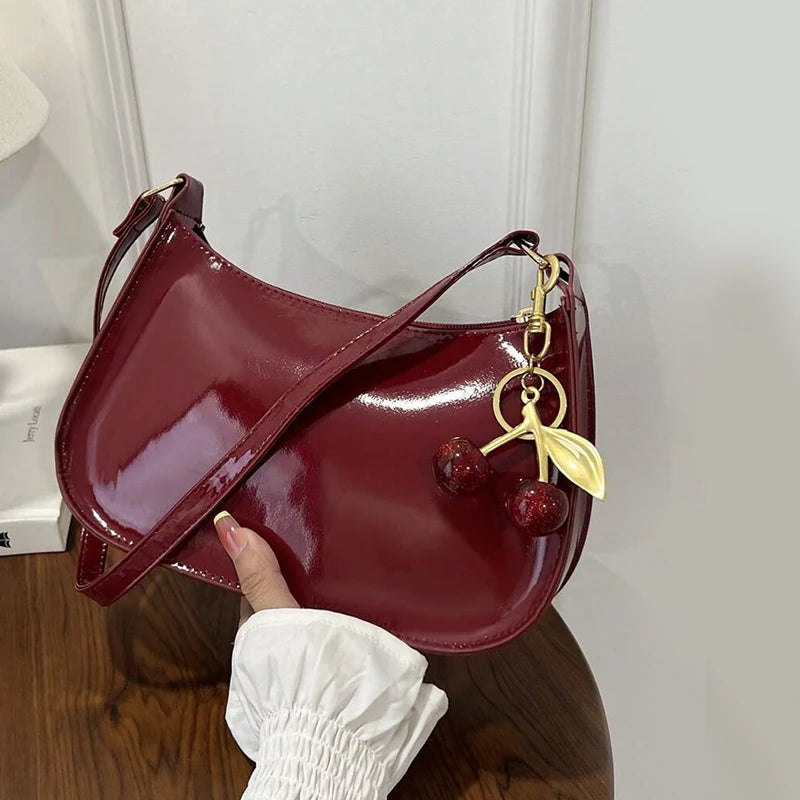 Bolso de Hombro de Cuero PU de Color Sólido Retro para Mujer