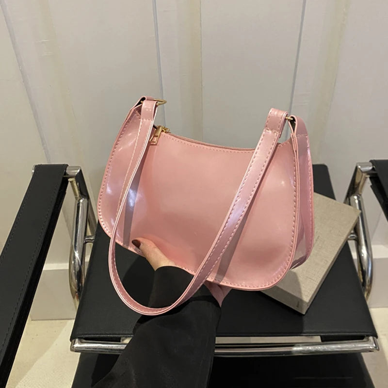 Bolso de Hombro de Cuero PU de Color Sólido Retro para Mujer