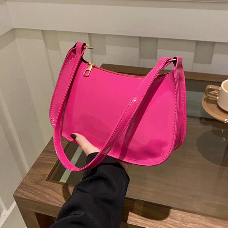 Bolso de Hombro de Cuero PU de Color Sólido Retro para Mujer