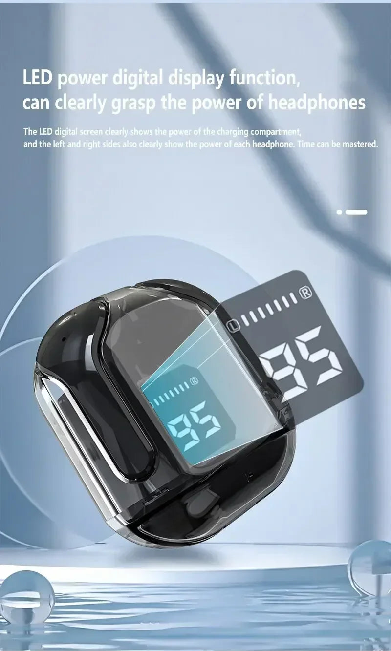 Original T2 Transparent Wireless Bluetooth Earbuds – HiFi Stereo Sound with LED Power Display, Compatible with Xiaomi