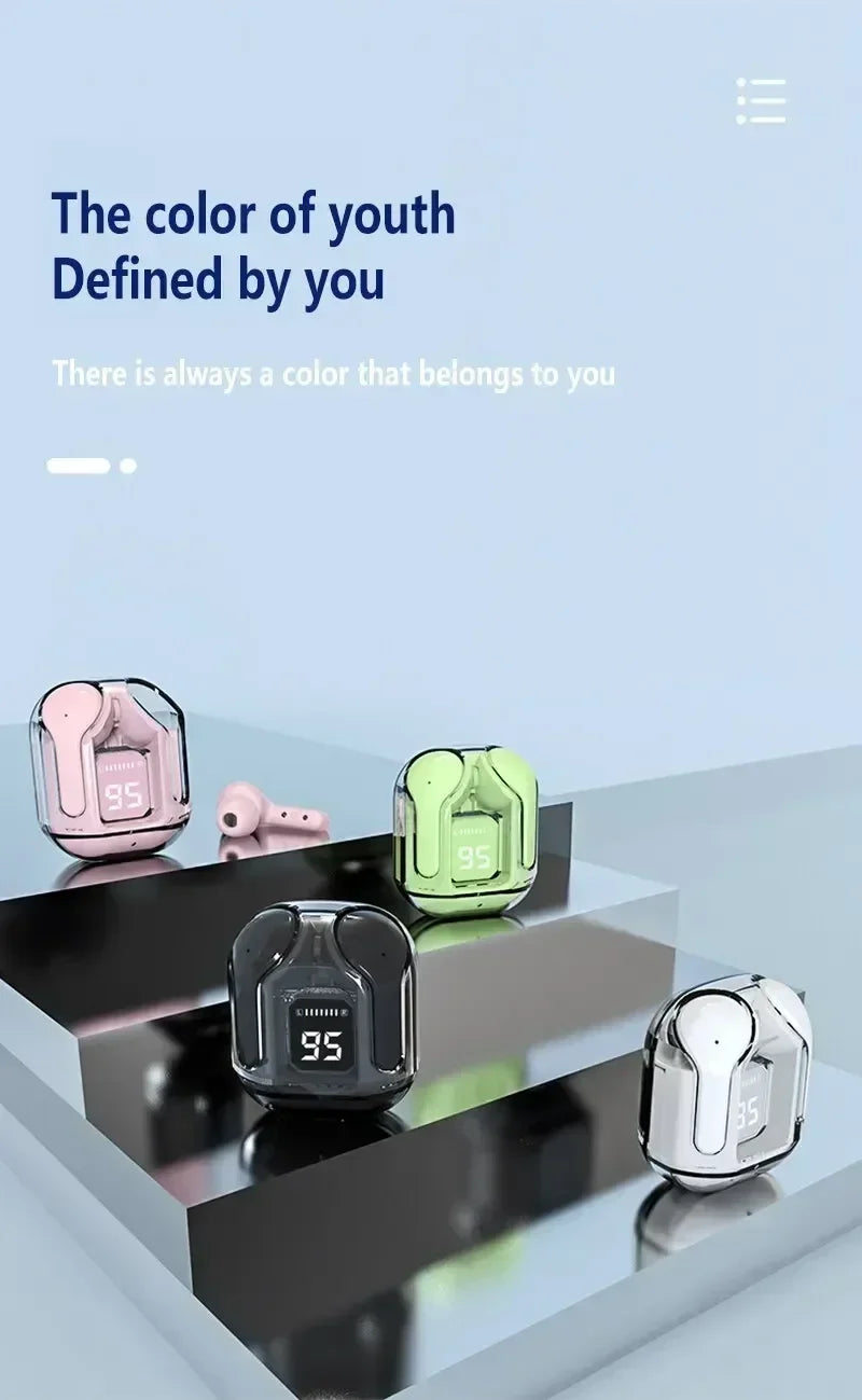 Original T2 Transparent Wireless Bluetooth Earbuds – HiFi Stereo Sound with LED Power Display, Compatible with Xiaomi