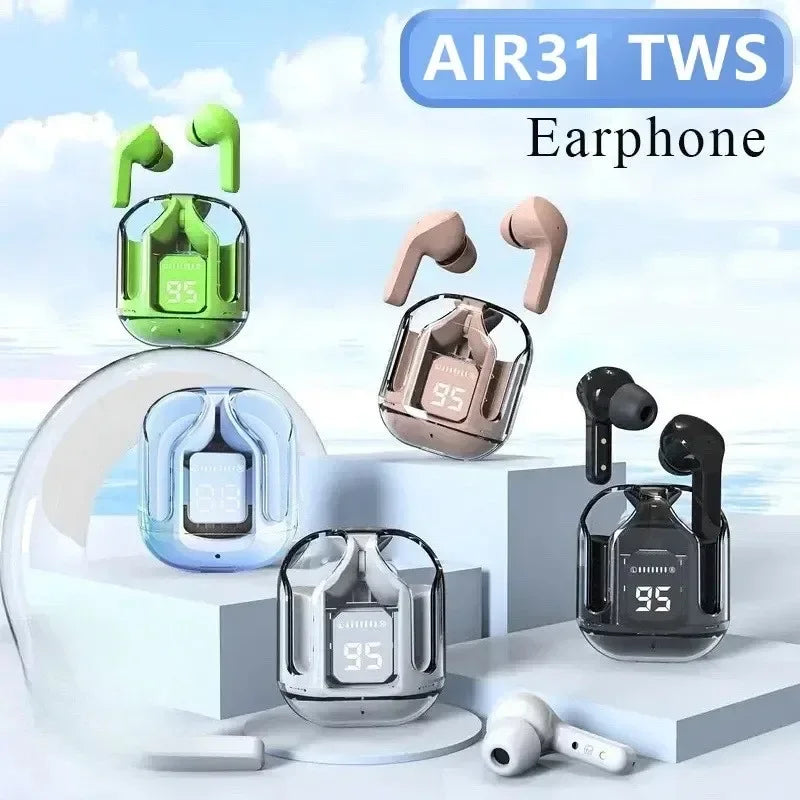Original T2 Transparent Wireless Bluetooth Earbuds – HiFi Stereo Sound with LED Power Display, Compatible with Xiaomi