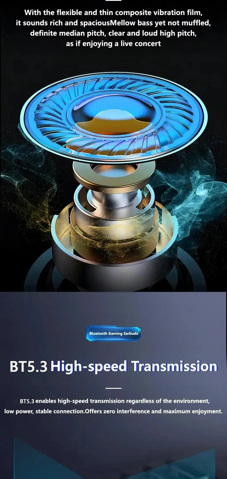 TWS Bluetooth Wireless Gaming Earbuds with LED Display