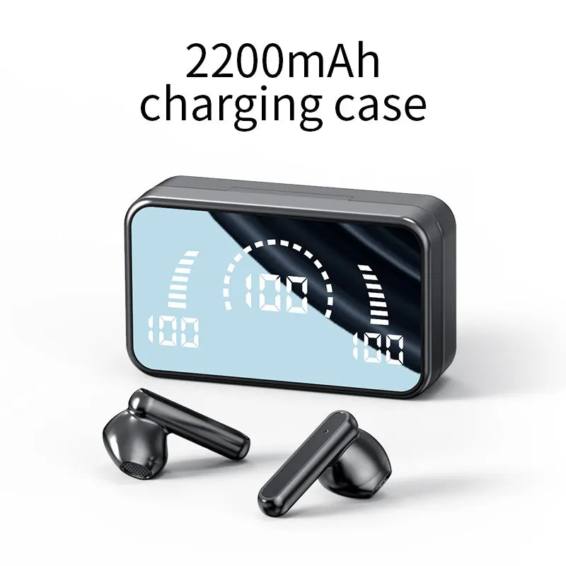 Immerse yourself in crystal-clear sound with TWS wireless earbuds. Smart noise cancelling, LED design, and a powerful charging case.
