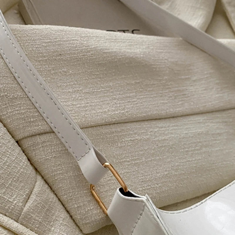 Bolso de Hombro de Cuero PU de Color Sólido Retro para Mujer