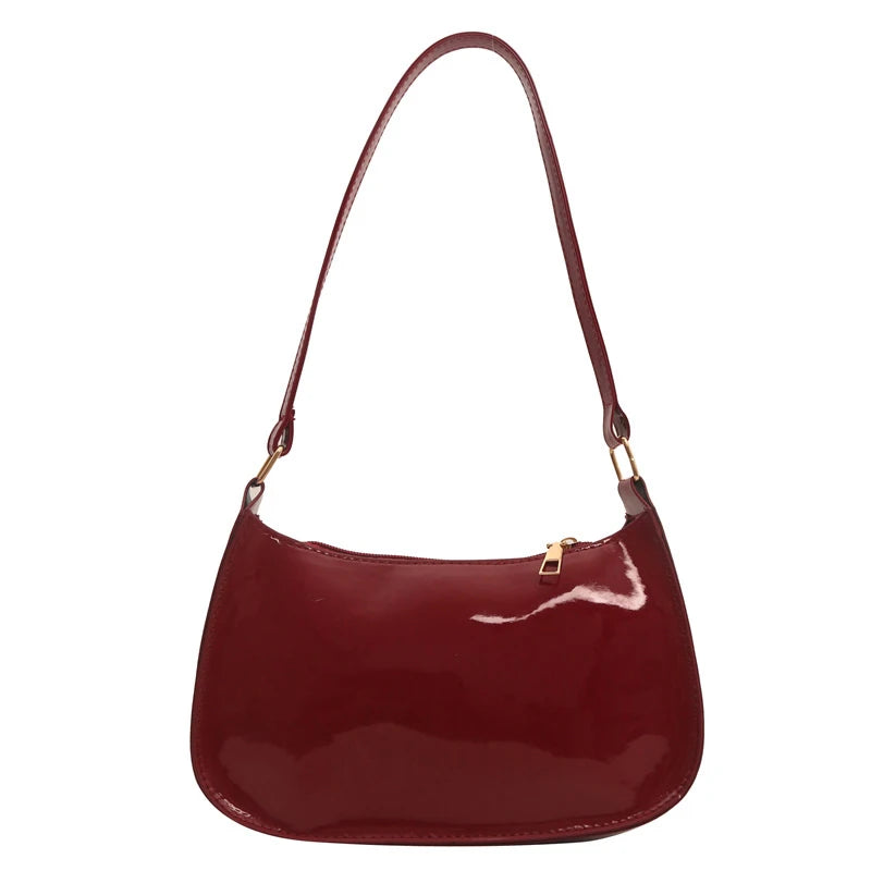 Bolso de Hombro de Cuero PU de Color Sólido Retro para Mujer
