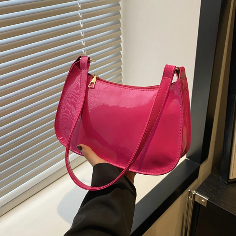 Bolso de Hombro de Cuero PU de Color Sólido Retro para Mujer