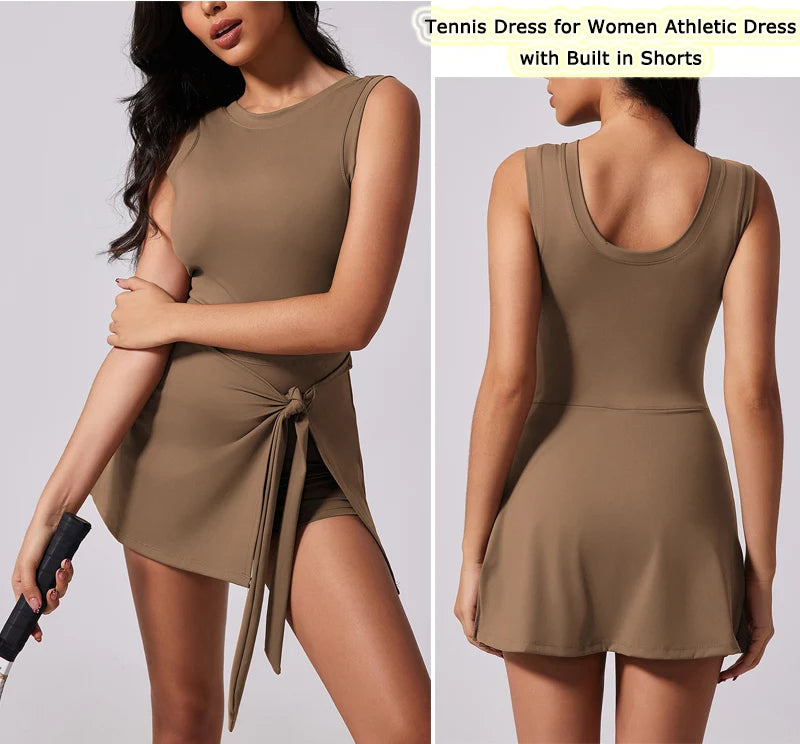 Vestido de tenis VITALINOVO para mujer con shorts incorporados