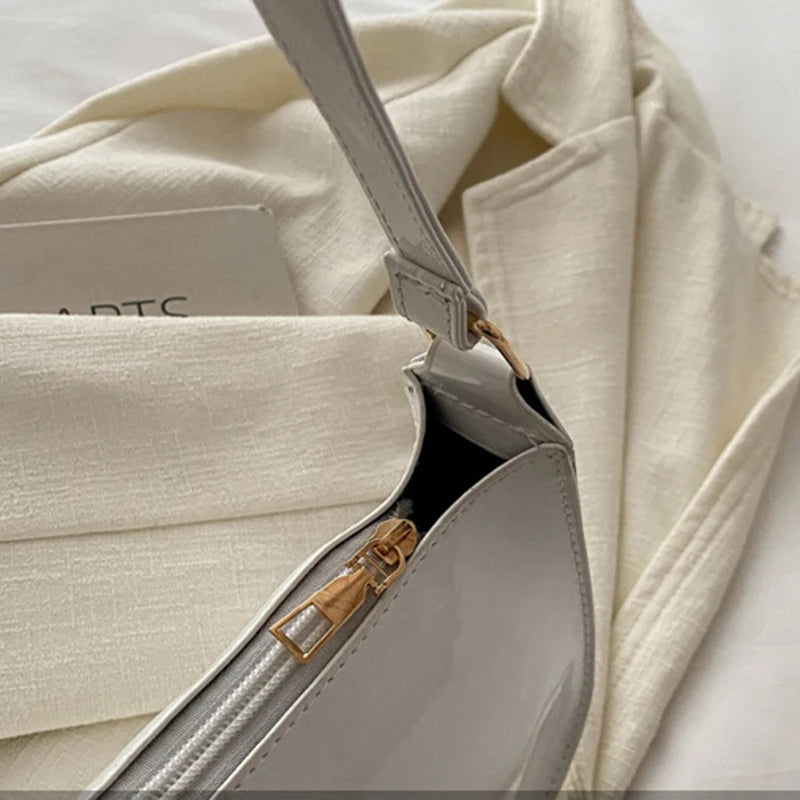 Bolso de Hombro de Cuero PU de Color Sólido Retro para Mujer