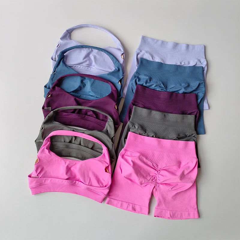 Conjunto de shorts, chaleco de yoga para pilates y entrenamiento