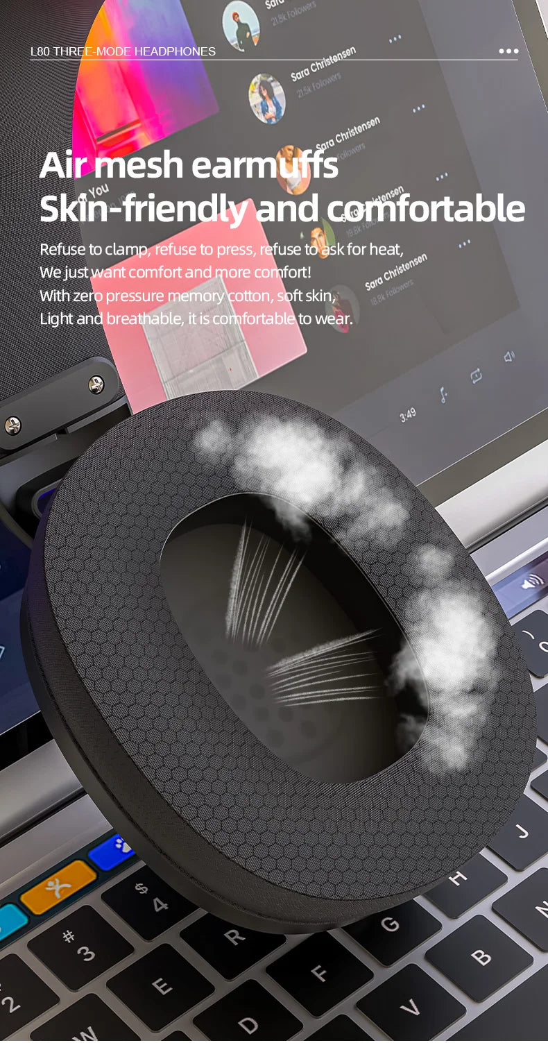 SmailWolf L80 Wireless Bluetooth Headset – Lightweight 3-Mode Gaming & Sports Bass Headphones