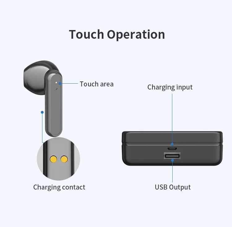 Immerse yourself in crystal-clear sound with TWS wireless earbuds. Smart noise cancelling, LED design, and a powerful charging case.